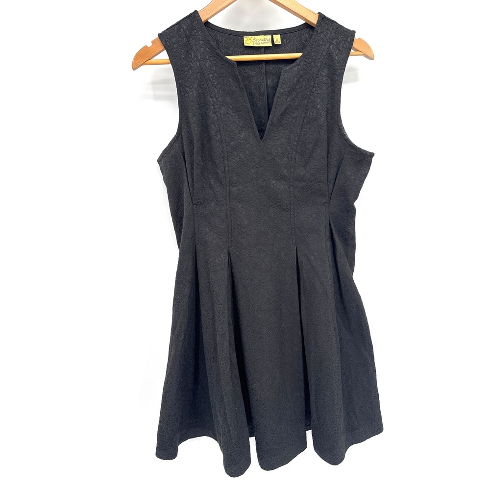 Cocktail Princess Vera Wang Mini Dress Women's JR 11 Black Paisley Fit & Flare